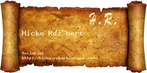 Hicke Róbert névjegykártya